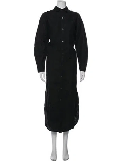 Pre-owned Billy Reid Linen Long Dress In Black