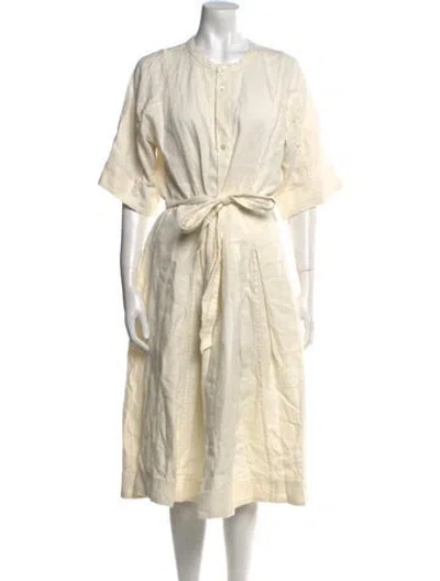 Pre-owned Billy Reid Linen Midi Length Dress In Neutral