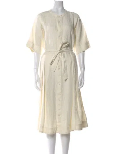 Pre-owned Billy Reid Linen Midi Length Dress In Neutral