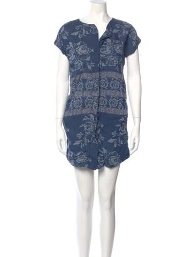 Pre-owned Billy Reid Linen Mini Dress In Blue