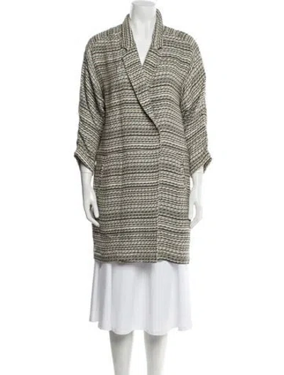 Pre-owned Billy Reid Linen Plaid Print Coat In Neutral