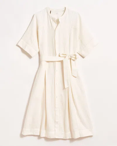 Billy Reid Linen Pointelle Shirt Dress In White