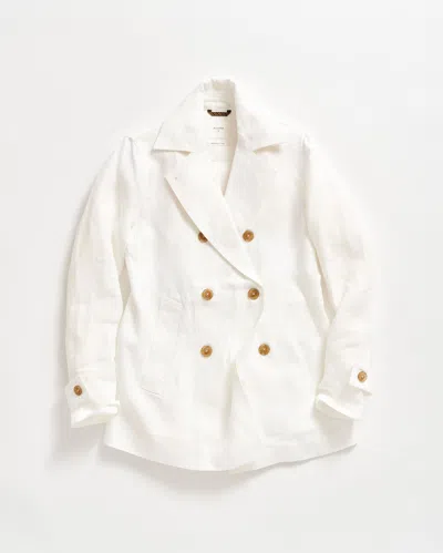 Billy Reid Linen Spring Peacoat In Tinted White