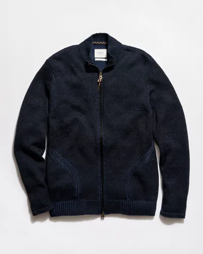 Billy Reid Linen Sweater Track Jacket In Blue