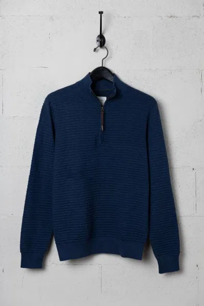 Billy Reid Linen Textured Half Zip Sweater - Tinted White