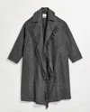 Billy Reid Long Blanket Fringe Coat In Charcoal