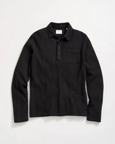 Billy Reid Long Sleeve Drop Needle Polo In Black