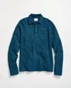 Billy Reid Long Sleeve Drop Needle Polo In Reflecting Pond