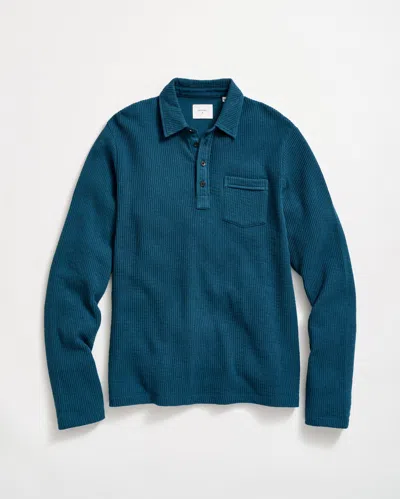 Billy Reid Long Sleeve Drop Needle Polo In Reflecting Pond