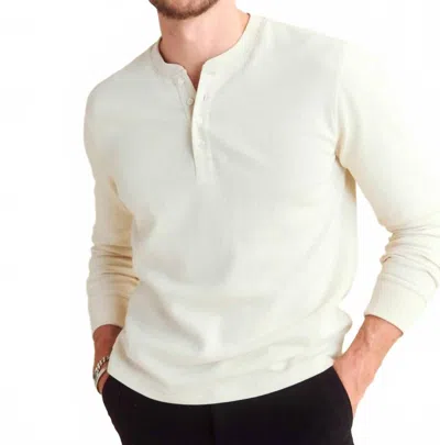 Billy Reid Long Sleeve French Terry Henley Tee In Oatmeal In White