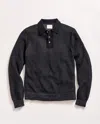 Billy Reid Long Sleeve Geo Float Jacquard Polo In Black Asphalt