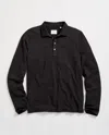 Billy Reid Long Sleeve Herringbone Polo In Black