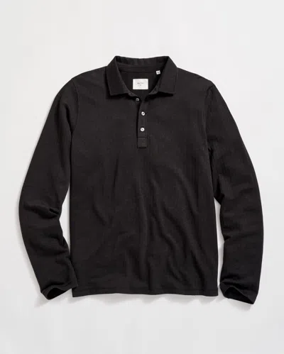 Billy Reid Long Sleeve Herringbone Polo In Black