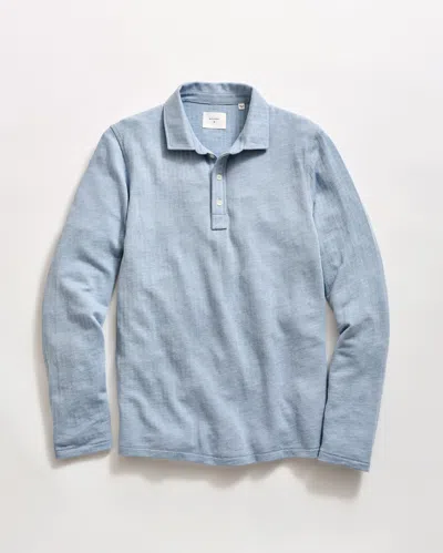 Billy Reid Long Sleeve Herringbone Polo In Blue