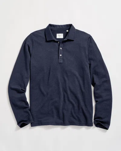 Billy Reid Long-sleeve Herringbone Polo In Blue