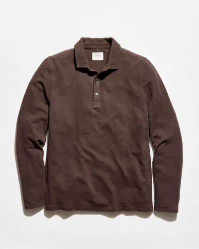 Billy Reid Long Sleeve Herringbone Polo In Brown