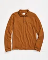 Billy Reid Long Sleeve Herringbone Polo In Brown