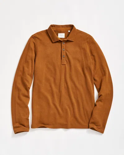 Billy Reid Long-sleeve Herringbone Polo In Brown