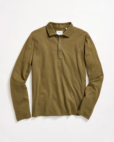 Billy Reid Long-sleeve Herringbone Polo In Green