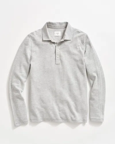 Billy Reid Long-sleeve Herringbone Polo In Grey