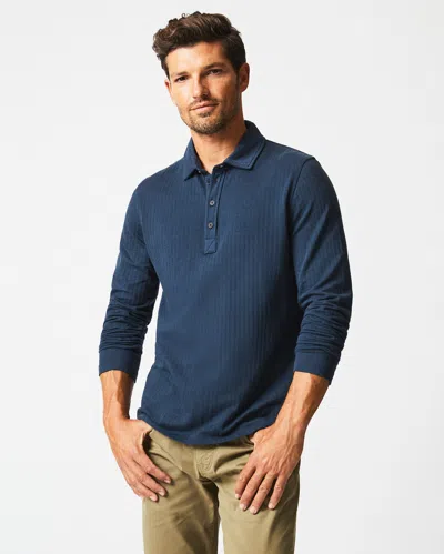 Billy Reid Long-sleeve Herringbone Polo In Navy