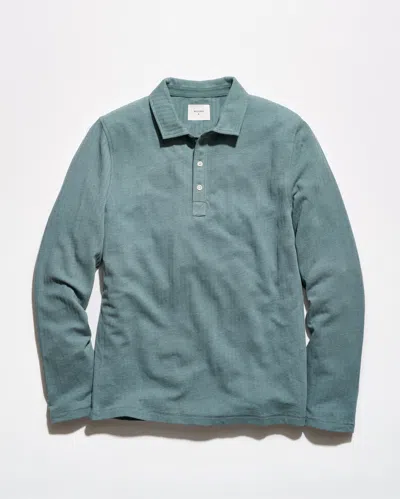 Billy Reid Long Sleeve Herringbone Polo In Stormy Sea