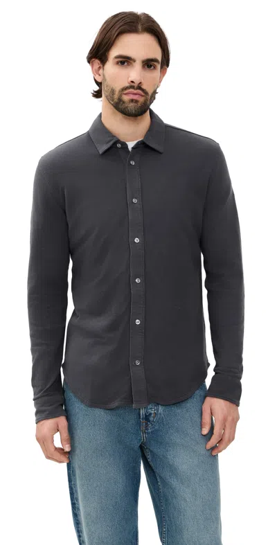 Billy Reid Long Sleeve Knit Yellowhammer Shirt Asphalt In Gray