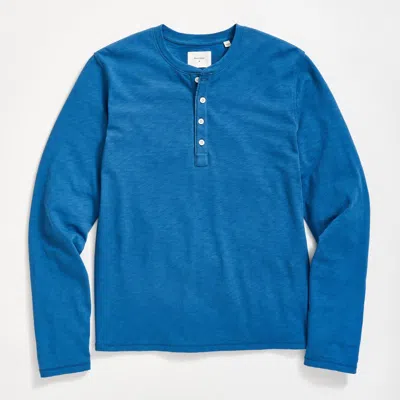 Billy Reid Long Sleeve Organic Cotton Henley In Blue