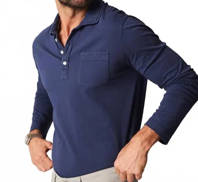 Billy Reid Long Sleeve Pensacola Polo In Navy In Blue