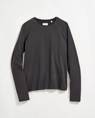 Billy Reid Long-sleeve Sueded Cotton Crew In Black