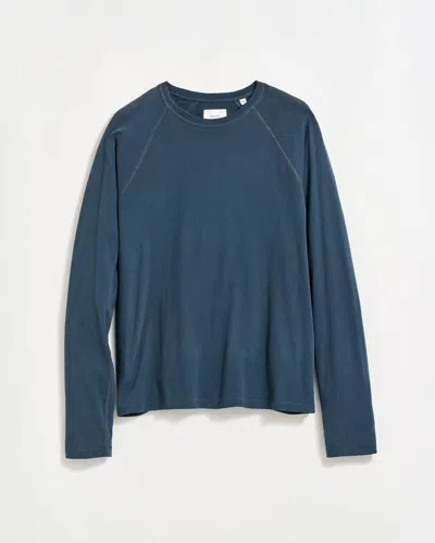 Billy Reid Long-sleeve Sueded Cotton Crew In Blue