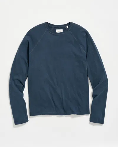 Billy Reid Long-sleeve Sueded Cotton Crew In Carbon Blue