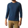 Billy Reid Long Sleeve Sueded Cotton Crewneck Shirt In Carbon Blue