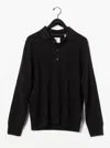 Billy Reid Long Sleeve Tailored Sweater Polo In Silver Melange