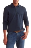 Billy Reid Long-sleeve Herringbone Polo In Carbon Blue