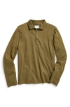 Billy Reid Long-sleeve Herringbone Polo In Olive