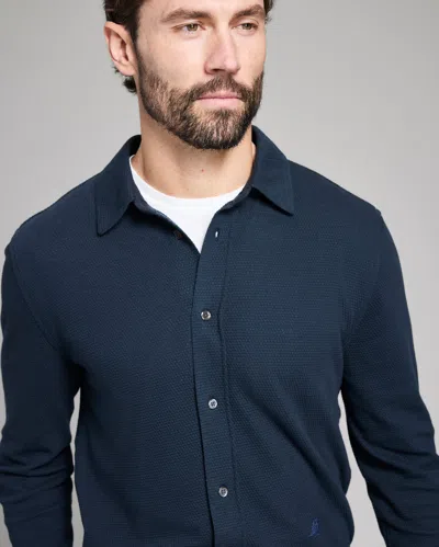 Billy Reid Long Sleeve Textured Yellowhammer Shirt In Blue