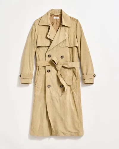 Billy Reid Long Suede Trench Coat In Tan