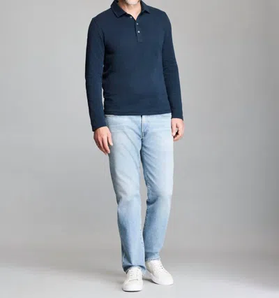 Billy Reid Long-sleeve Herringbone Polo In Carbon Blue