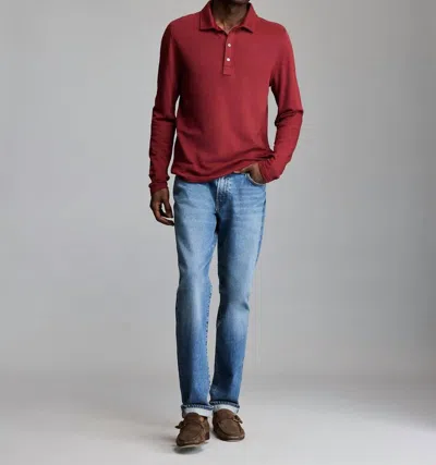 Billy Reid Long-sleeve Herringbone Polo In Syrah In Red