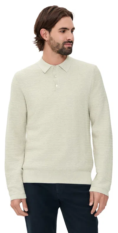 Billy Reid Long-sleeve Lachlan Links Polo Sweater Grey Heather In Green