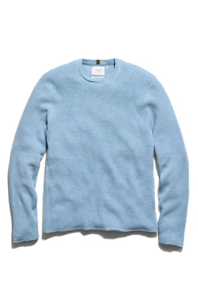 Billy Reid Martin Mini Waffle Crewneck Cotton & Cashmere Sweater In Blue