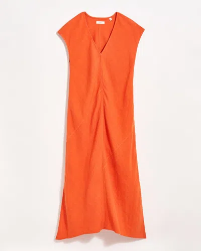 Billy Reid Maxi Bias Linen Dress In Terracotta