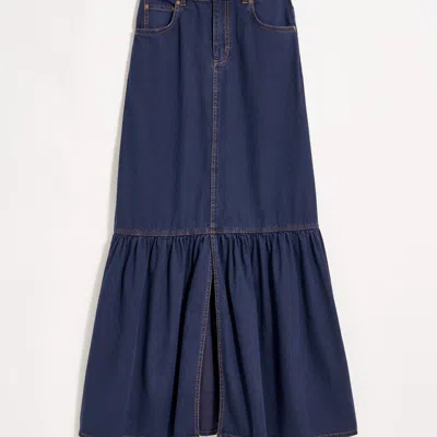 Billy Reid Maxi Denim Skirt In Double Dye