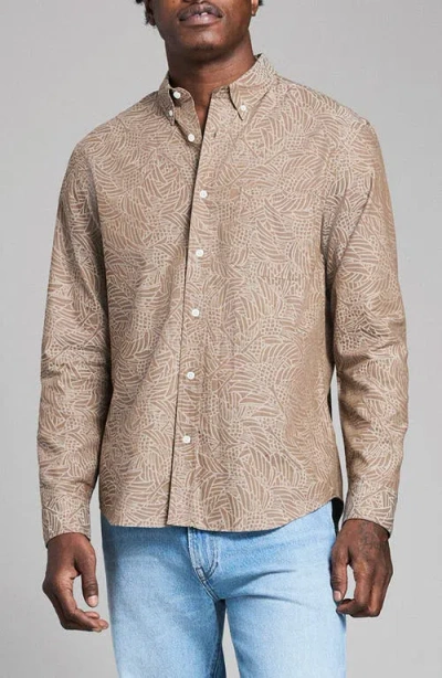 Billy Reid Mélange Heron Swarm Button-down Shirt In Brown