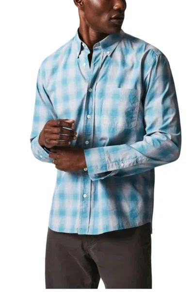 Billy Reid Melange Shadow Plaid Tuscumbia Shirt In Grey/smoke Blue