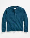 Billy Reid Men's Long Sleeve French Terry Henley Tee In Reflecting Pond In Blue