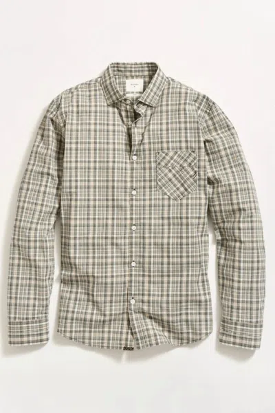 Billy Reid Men's Micro-madras Plaid T-shirt In Scarab In Gray
