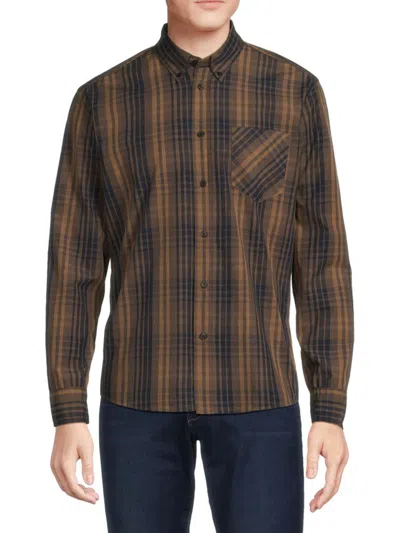 Billy Reid Men's Tuscumbia Plaid Oxford Sport Shirt In Navy Brown