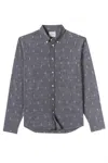 Billy Reid Men's Tuscumbia Shirt In Grey/ White In Multi
